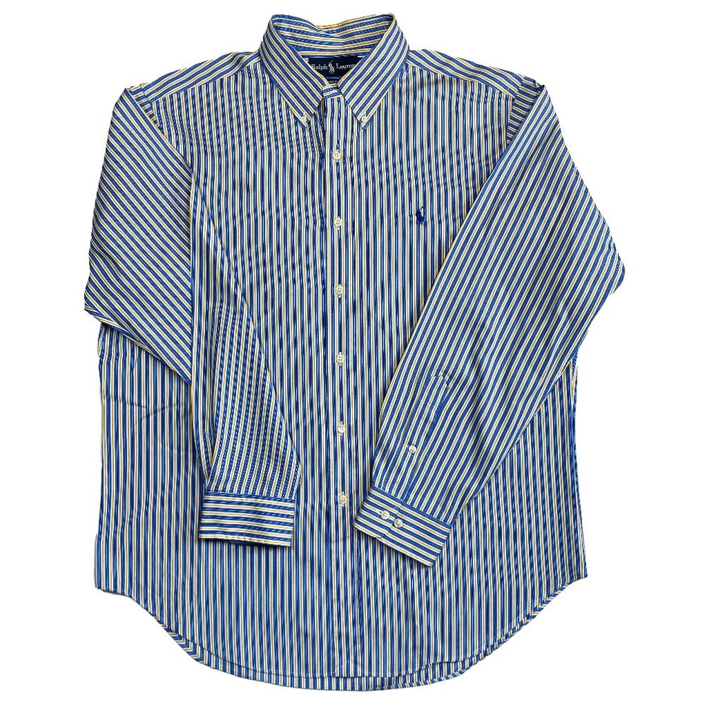 Blue/Yellow * Striped Polo Ralph Lauren Long Sleeve Classic Button Down - 16.5